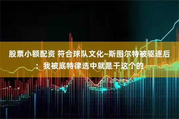 股票小额配资 符合球队文化~斯图尔特被驱逐后：我被底特律选中就是干这个的
