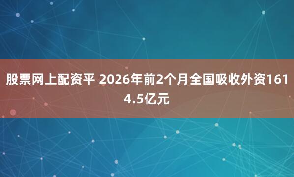 股票网上配资平 2026年前2个月全国吸收外资1614.5亿元