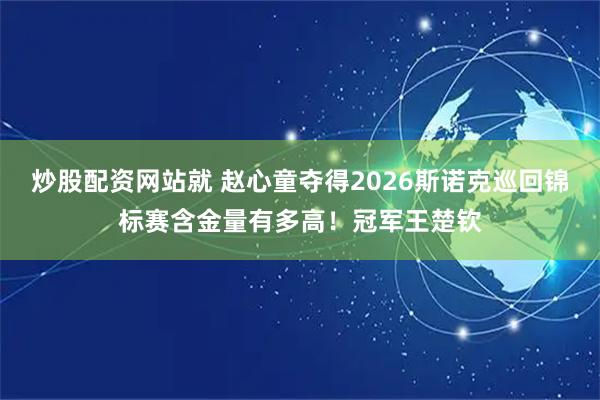 炒股配资网站就 赵心童夺得2026斯诺克巡回锦标赛含金量有多高！冠军王楚钦